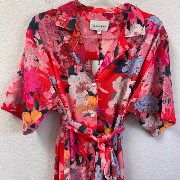 Cara Cara Hobbs Dress Japanese Floral Red Size M/L - Picture 3 of 5